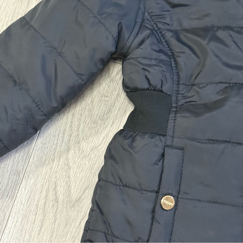 DKNY Black Puffer Reversible Jacket with Leopard Lining - Picture 6 of 12